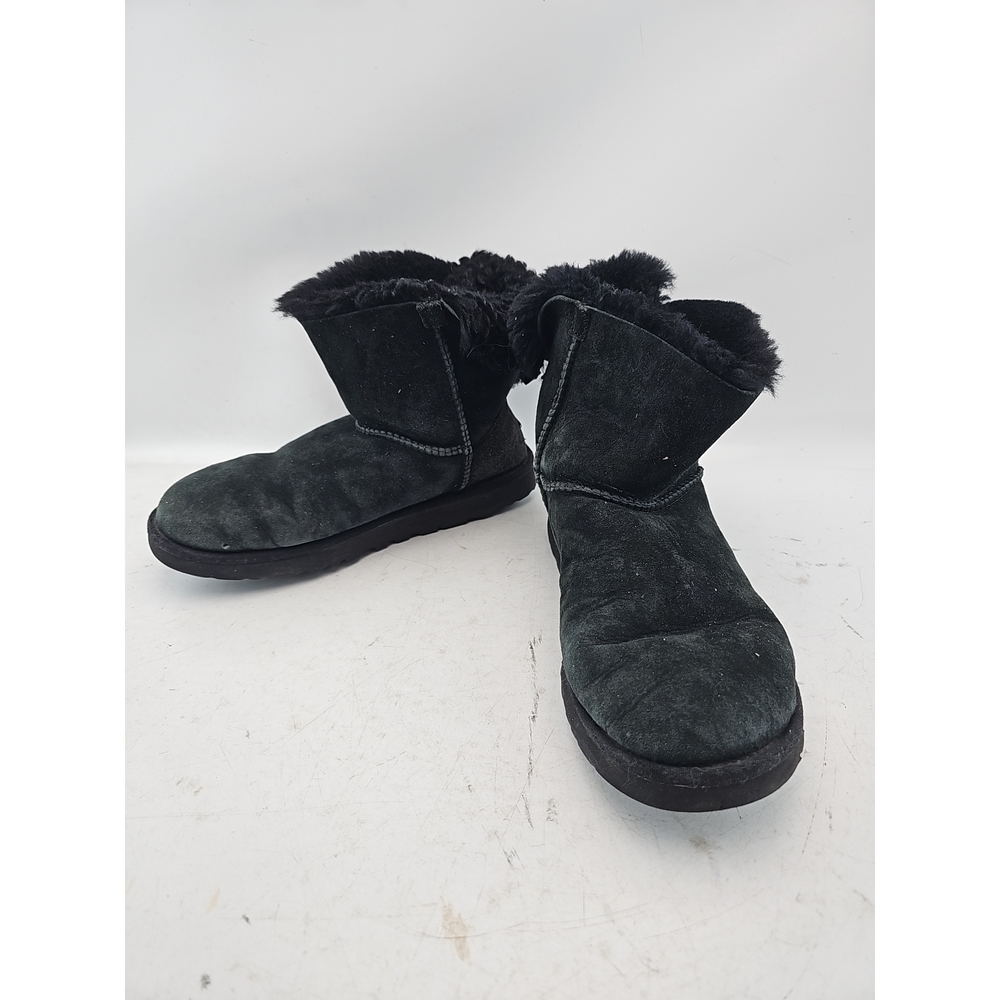 UGG Black Suede Bailey Bow Mini Boots